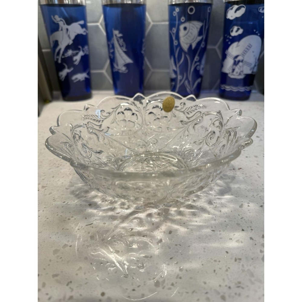 McKee Rock Crystal Clear 7 1/2" Salad Bowl  W OG Sticker EAPG Depression Glass